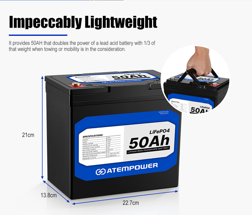 12V 50Ah Lithium Battery LiFePO4 Deep Cycle Marine 4WD Replace AGM