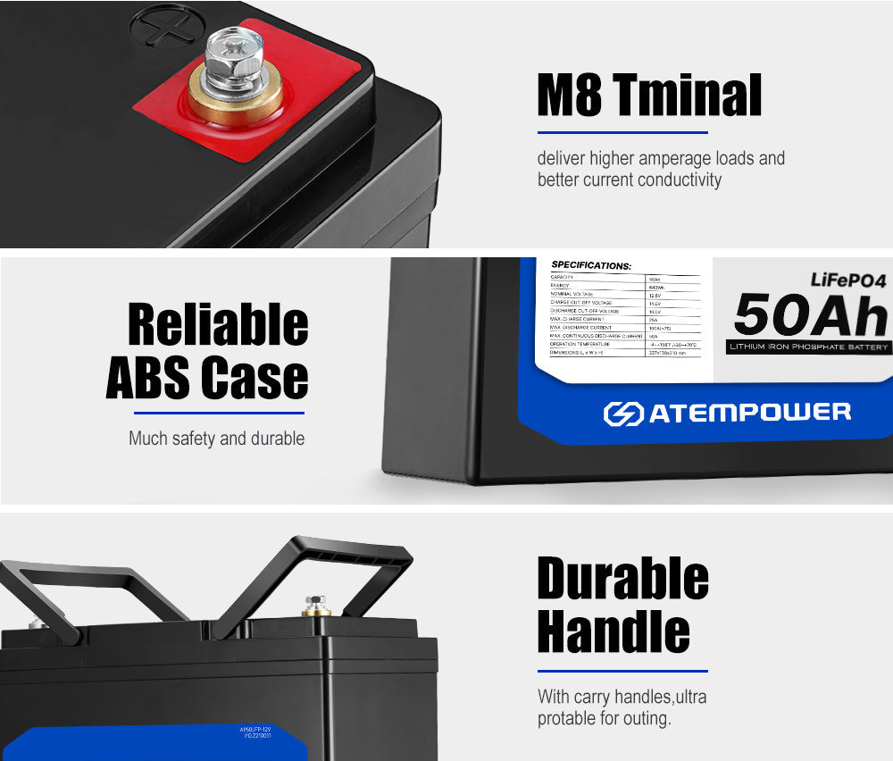 12V 50Ah Lithium Battery LiFePO4 Deep Cycle Marine 4WD Replace AGM