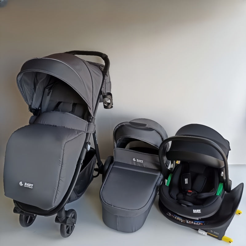 Baby Brightness Poplar baby stroller with carrycot, capsule and Rotation ISOFIX base Dark Grey
