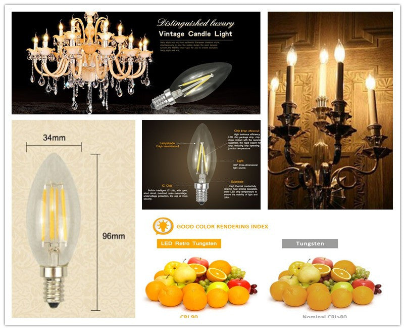 C35 Antique Vintage Candle bulb E14 LED - salelink.co.nz