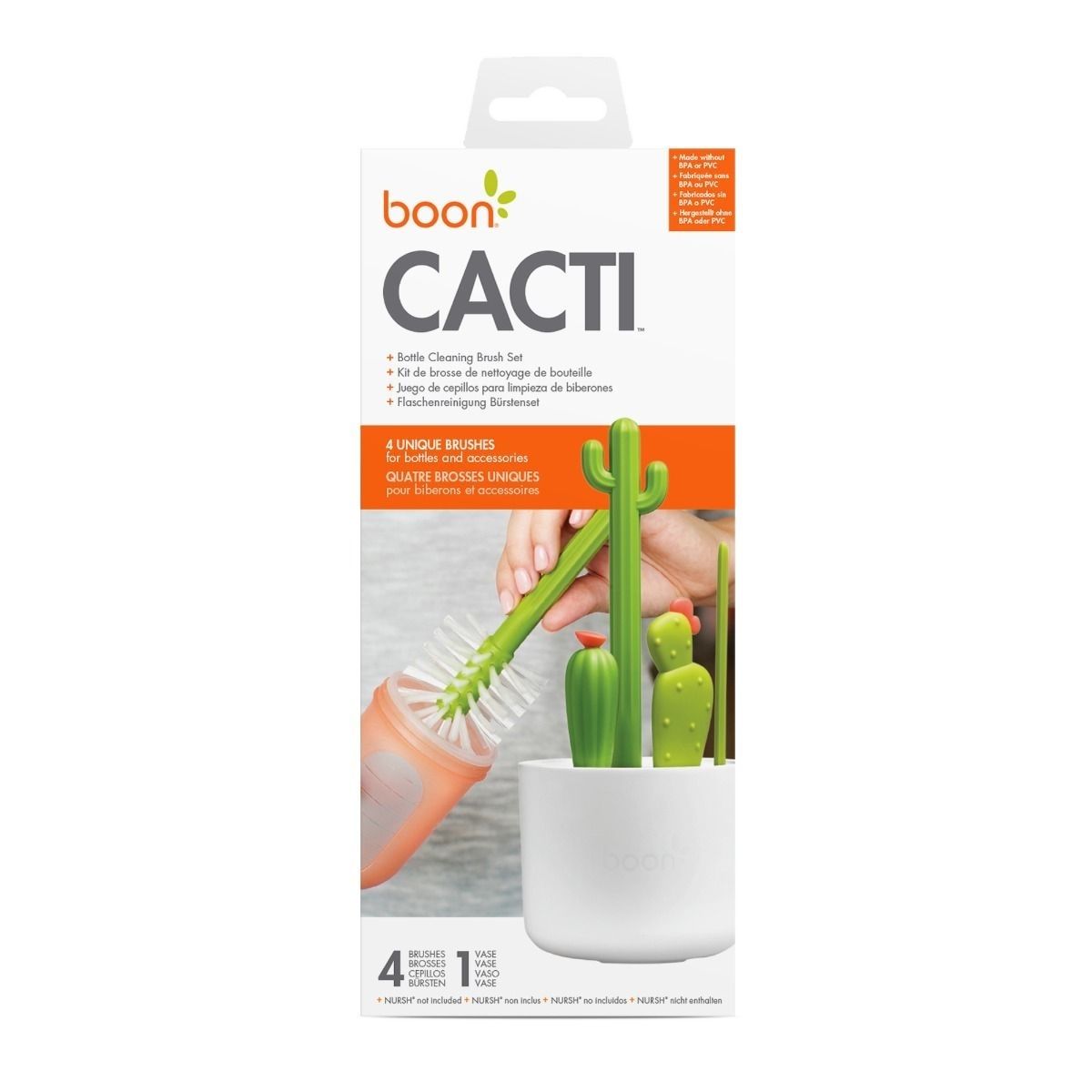 Outer packaging of the Boon Cacti Brush set.