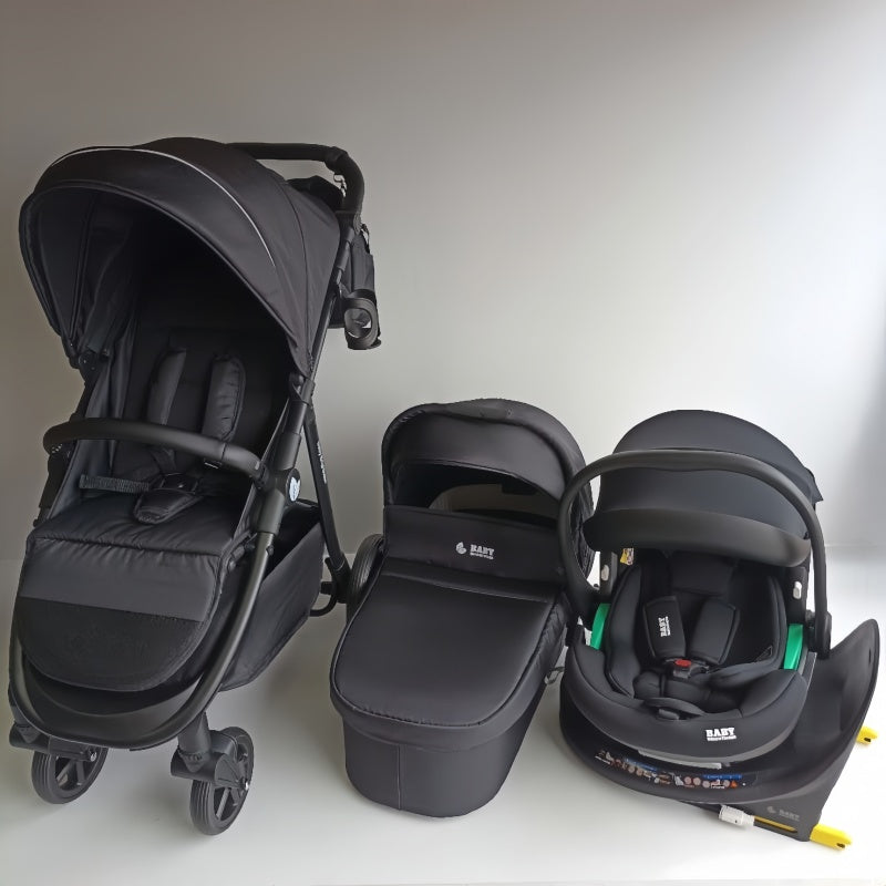 Baby Brightness Poplar baby stroller with carrycot, capsule and Rotation ISOFIX base Black
