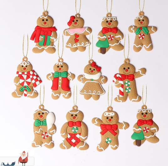 12PCS Christmas Tree Decorations Gingerbread Man Ornaments