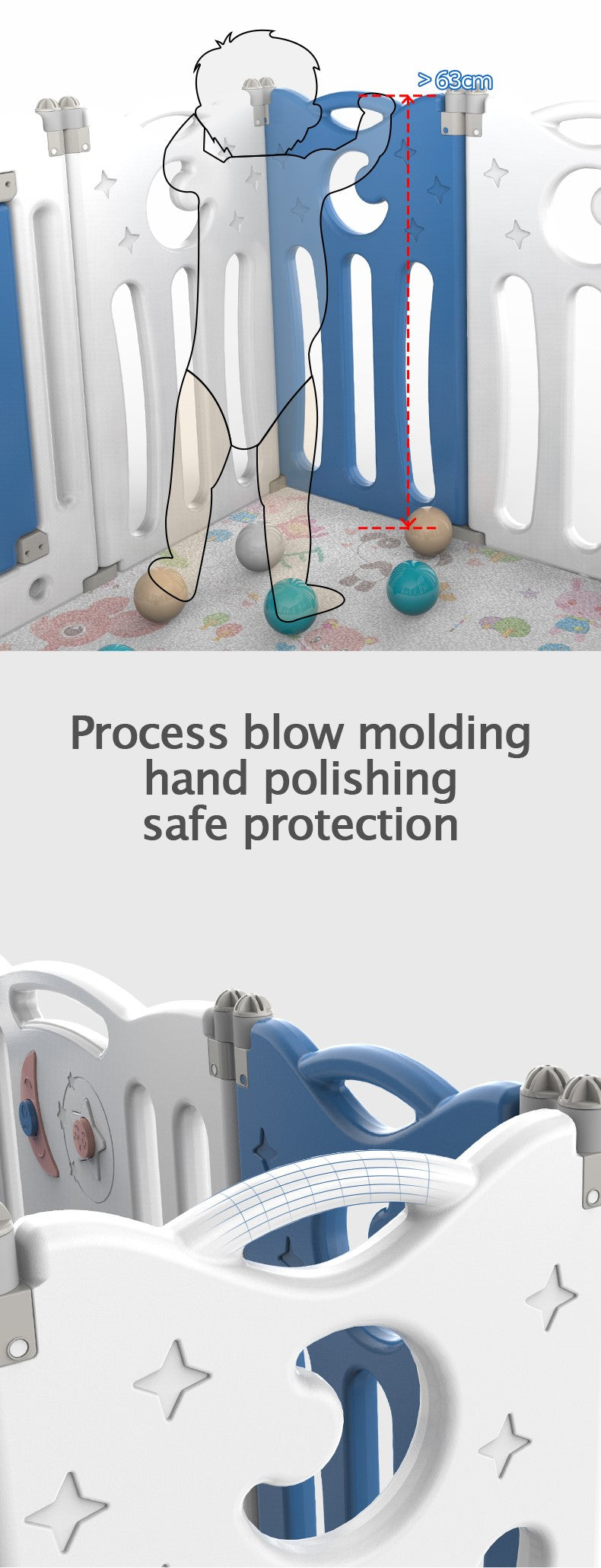 12+2 folding baby playpen Blue