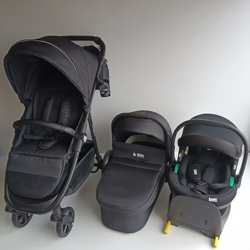 Baby Brightness Poplar baby stroller with carrycot, capsule and ISOFIX base Black