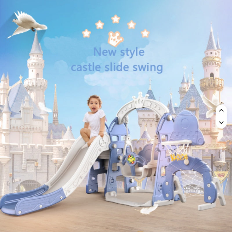 Kids swing & slide & ball stand set Castle Blue - image 2