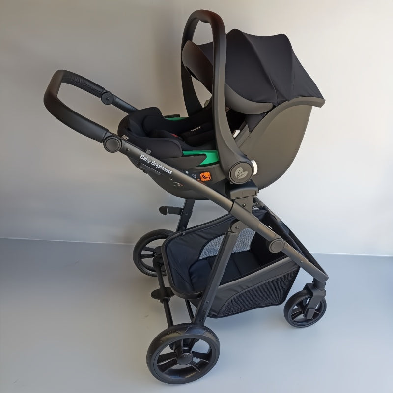 Baby Brightness Palms 1+ baby stroller + carrycot + capsule + ISOFIX base travel system Black