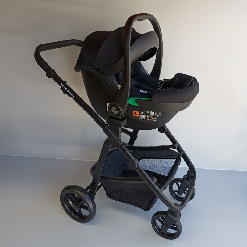 Baby Brightness Palms 1+ baby stroller + carrycot + capsule + ISOFIX base travel system Black