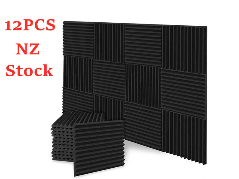 12PCS Studio Acoustic Foam Sound Absorption Proofing Panel Wedge Soundproofing - salelink.co.nz