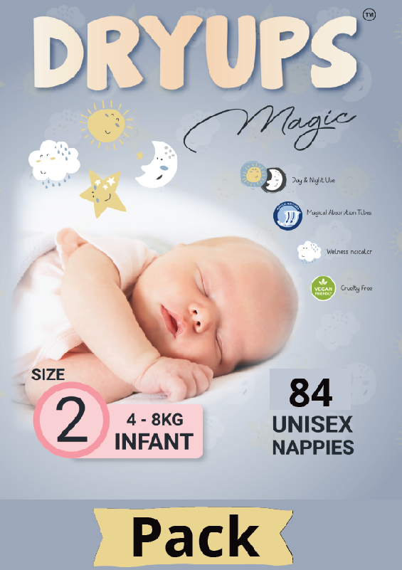 Dryups Magic Nappies Unisex Size 2 Infant (4-8kg)