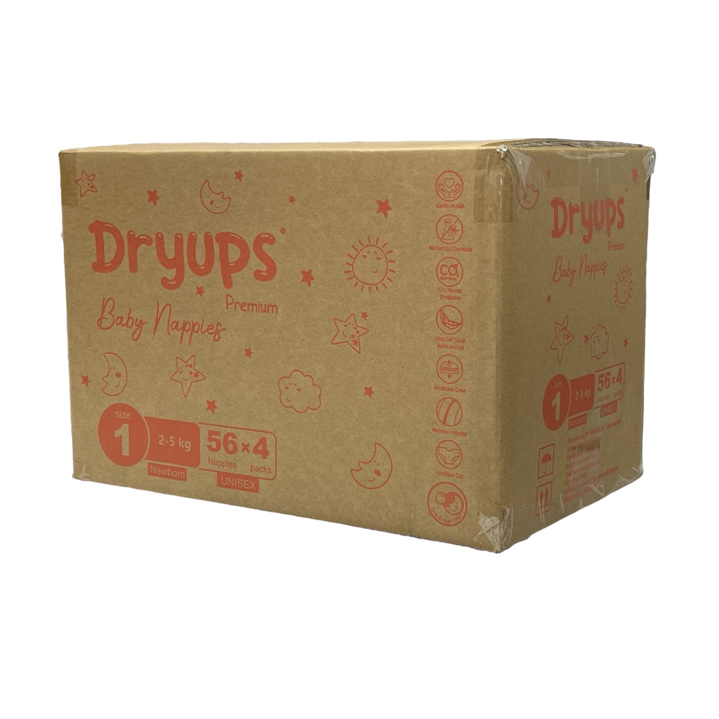 Dryups Premium Nappies Unisex Size 1 Newborn (2-5kg)