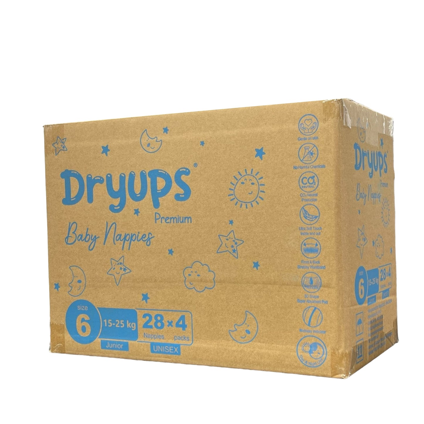 Dryups Premium Nappies Unisex Size 6 Junior (15-25kg)