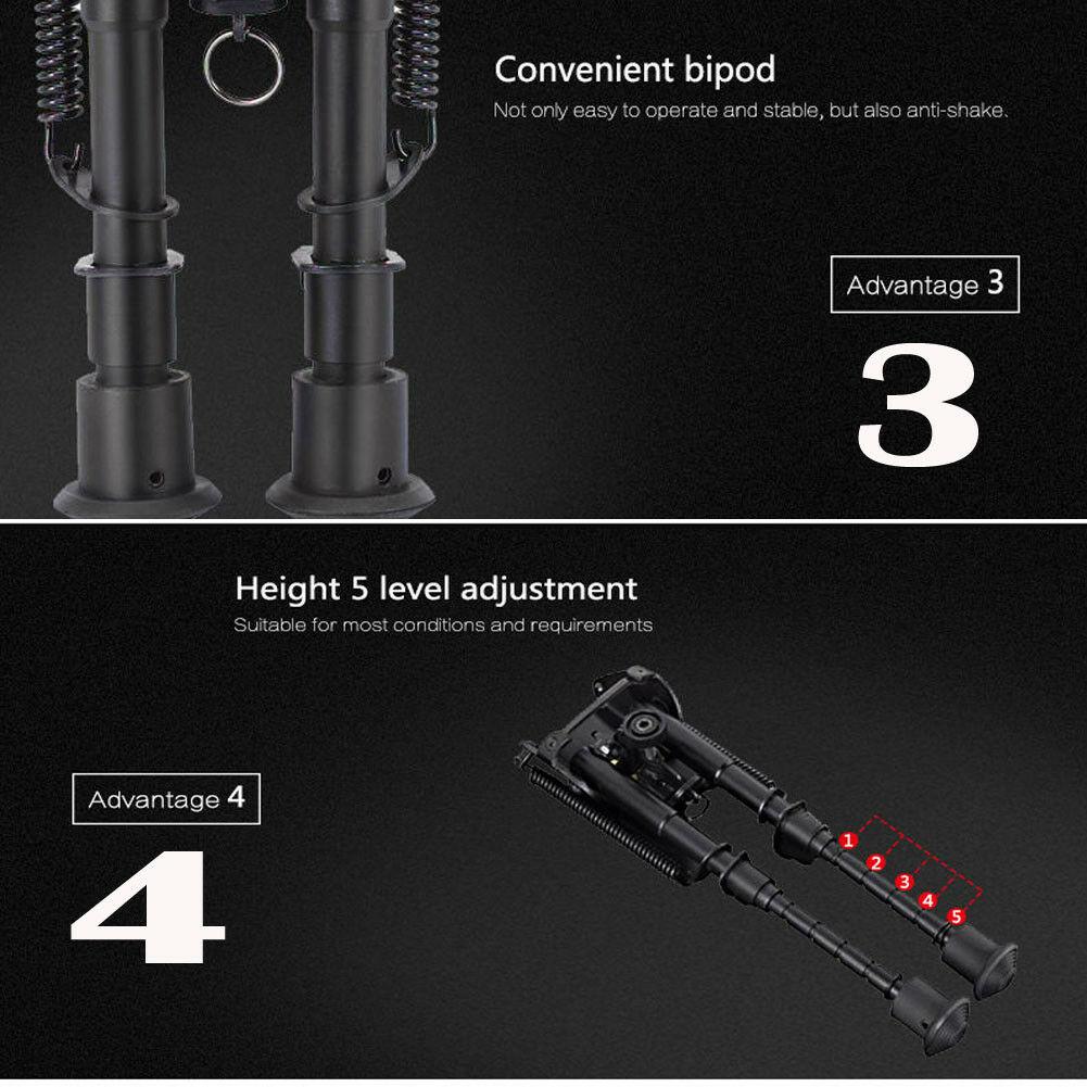 Sniper Hunting Rifle Bipod Sling Swivel Mount Adjustable Legs 15 to 23cm Height