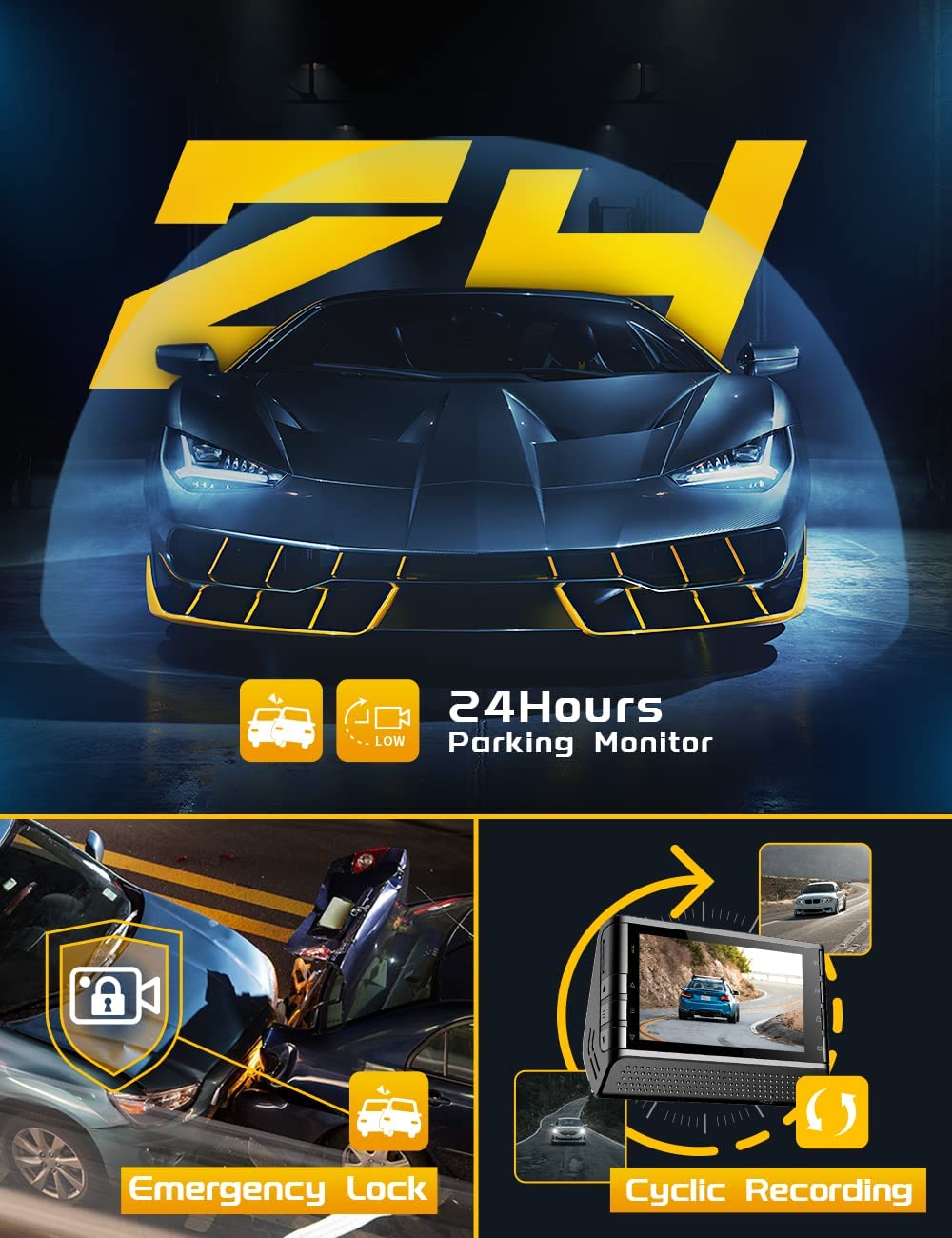 4K Dash Cam Front with WiFi