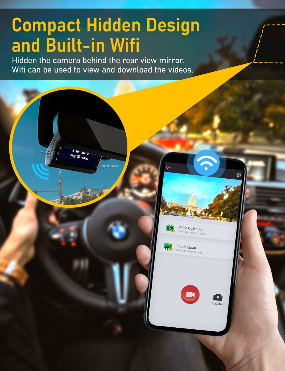 4K Dash Cam Front with WiFi