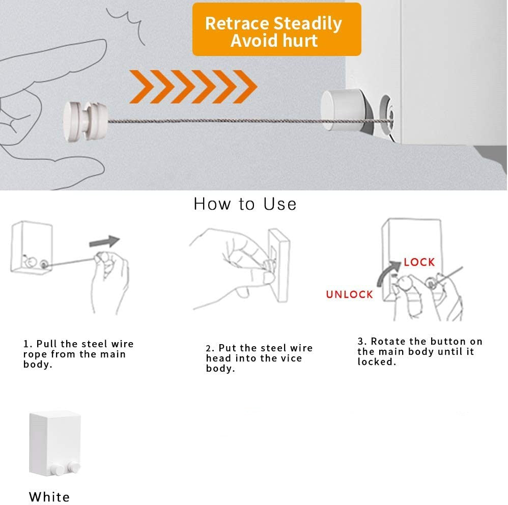 Retractable Clothesline 4.2m Stainless Steel Rope String