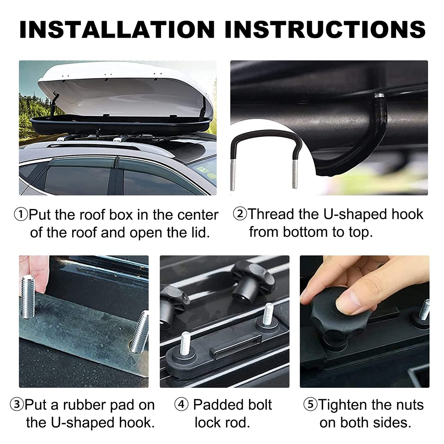 4PCS Universal Roof Box Car Van Mounting Fitting Kit Roof Box U Bolts - salelink.co.nz