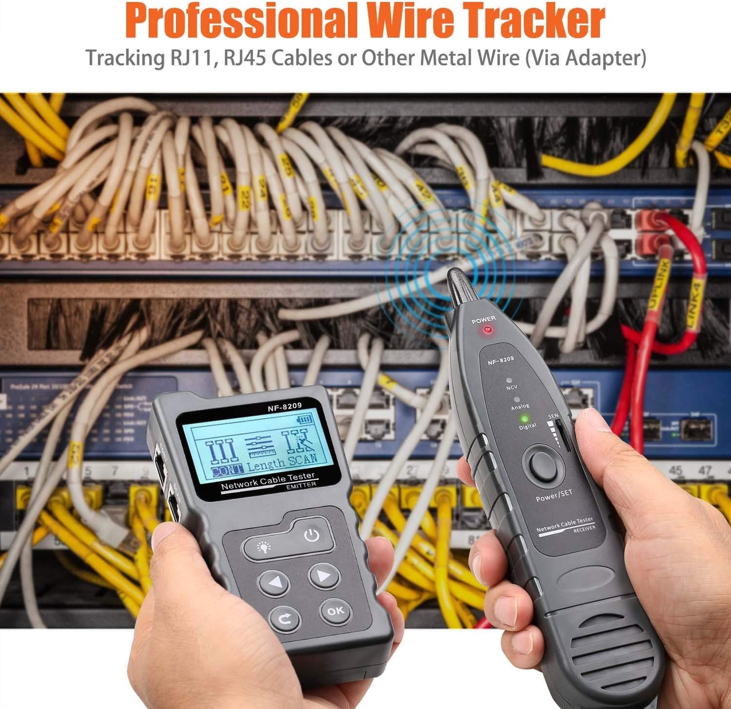 4 in 1 Network Cable Tracker PoE Tester with NCV & Lamp for CAT5e/CAT6/CAT6a