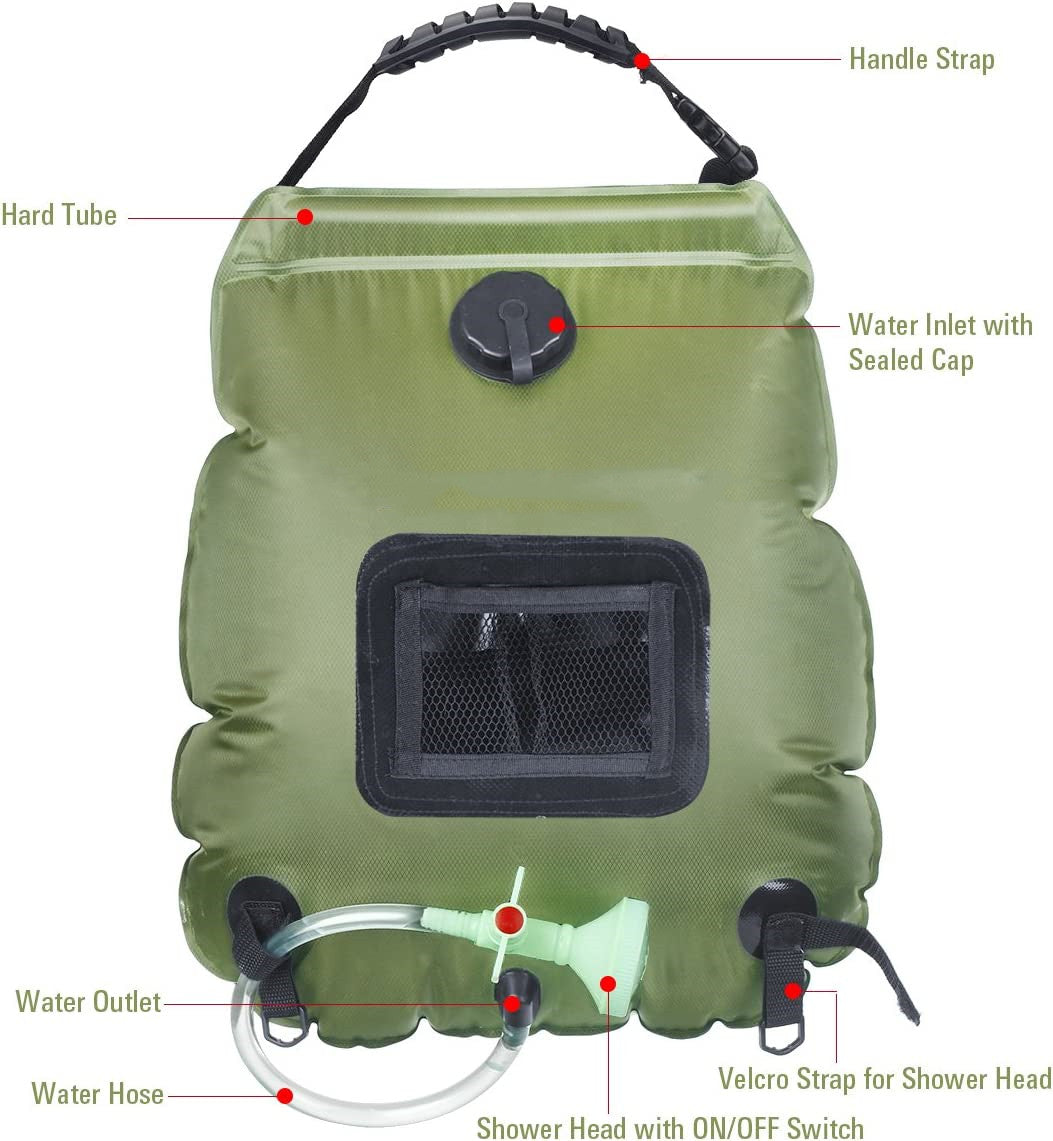 20L Solar Shower Bag with Shower Head
