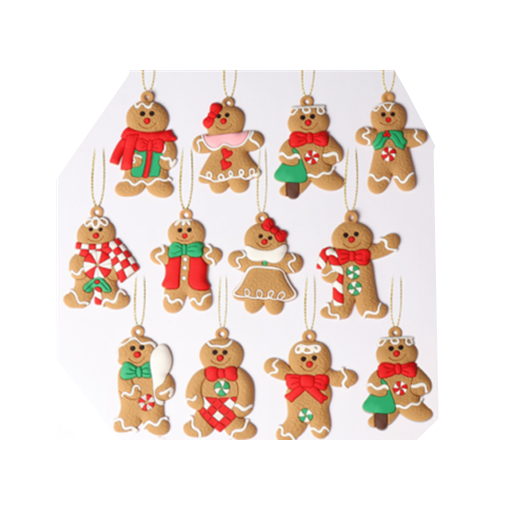 12PCS Christmas Tree Decorations Gingerbread Man Ornaments