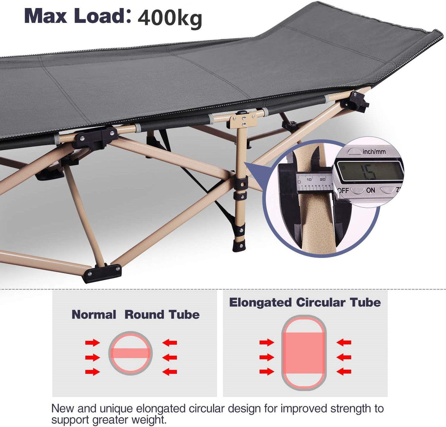 Folding Camping Stretcher Bed 190x71x36cm