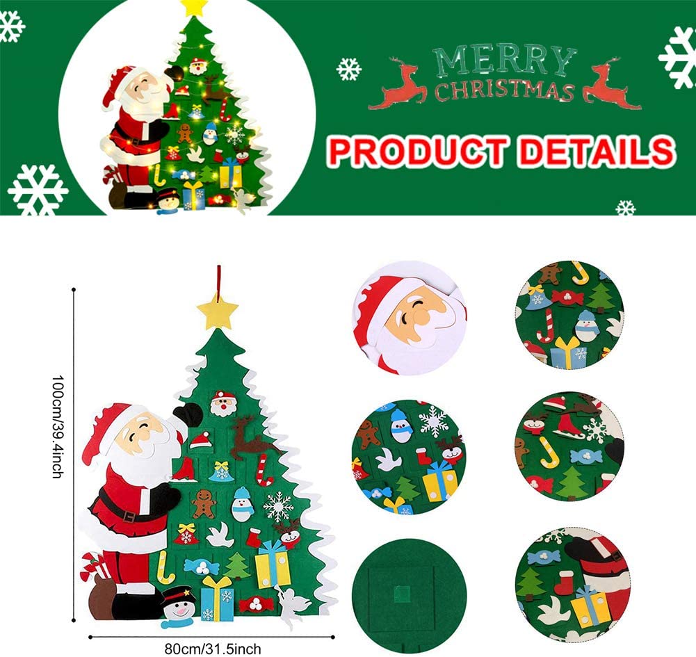 DIY Felt Christmas Tree with 21 Pcs Detachable Christmas Ornaments