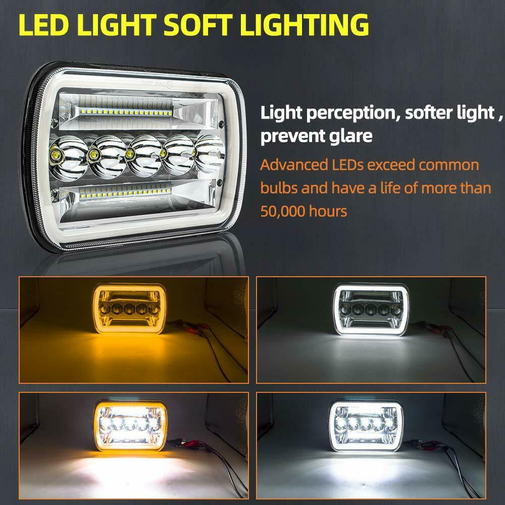 5x7" 7x6" Inch LED Headlights Hi/Lo Beam DRL For Toyota Hilux Jeep Truck 1 Pair