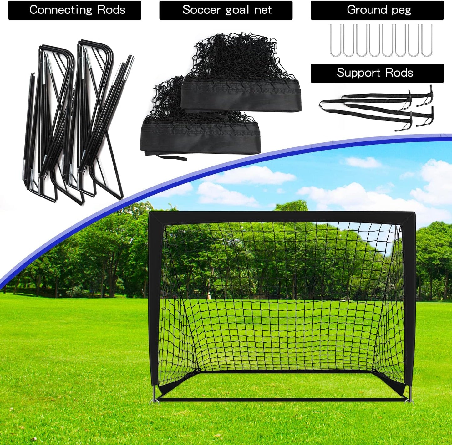 2PCS Portable Kid Soccer Football Goals Pop Up Soccer Goals