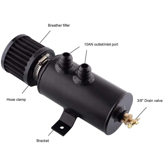 750ml Oil Catch Can Tank Kit Polish Baffled Reservoir with Breather Filter