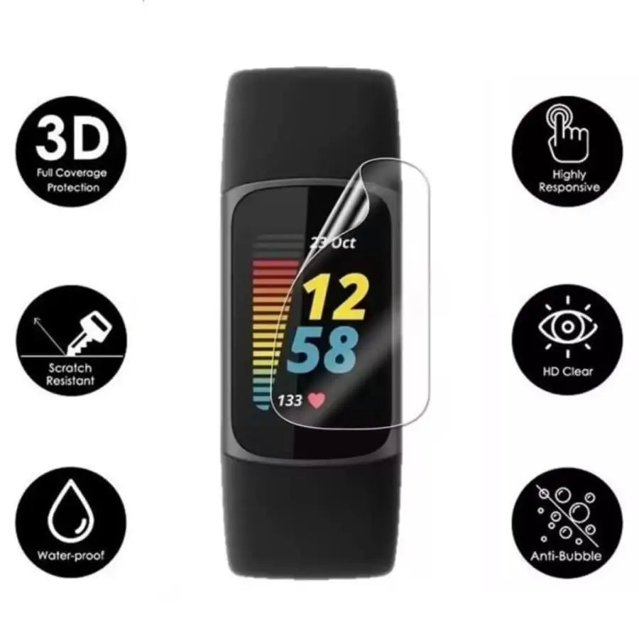 Fitbit Charge 5 Watch - Screen Protectors (Pack of 5)