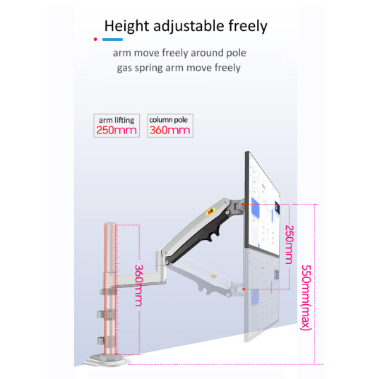 22''- 35'' Monitor Desk Mount Stand Full Motion Swivel Monitor Arm Gas Spring