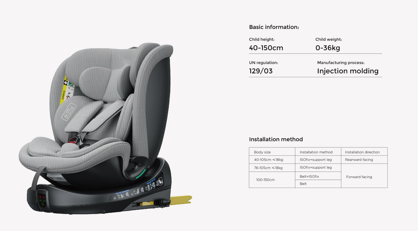 360° Rotating Baby Car Seat – Baby Brightness GuardianMax 2+ Blue
