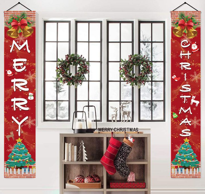 Christmas Couplet Christmas Porch Sign Merry Christmas Decoration Banner