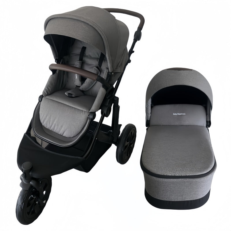 Baby Brightness easygo 1+ three wheel stroller with carrycot Grey