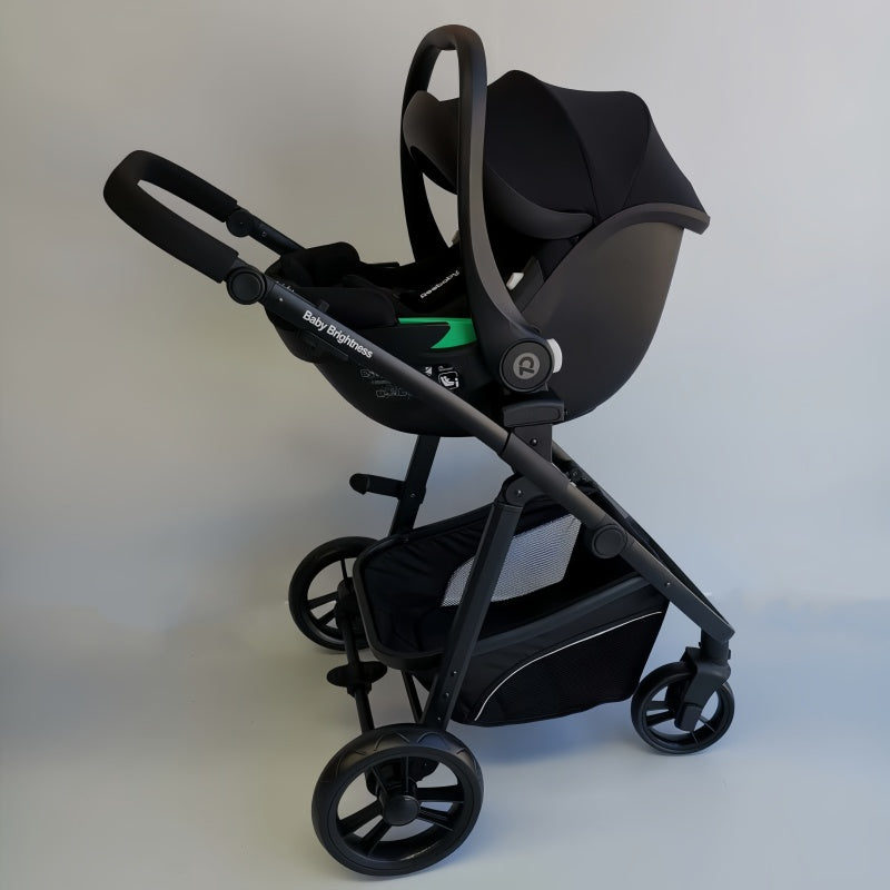 Baby Brightness Palms 4 in 1 travel system, bassinet stroller+infant capsule+ISOFIX base Black