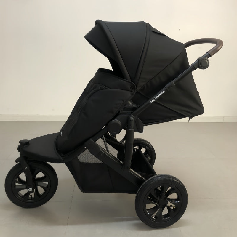 Baby Brightness easygo 1+ three wheel stroller with baby capsule and Rotation ISOFIX base Black