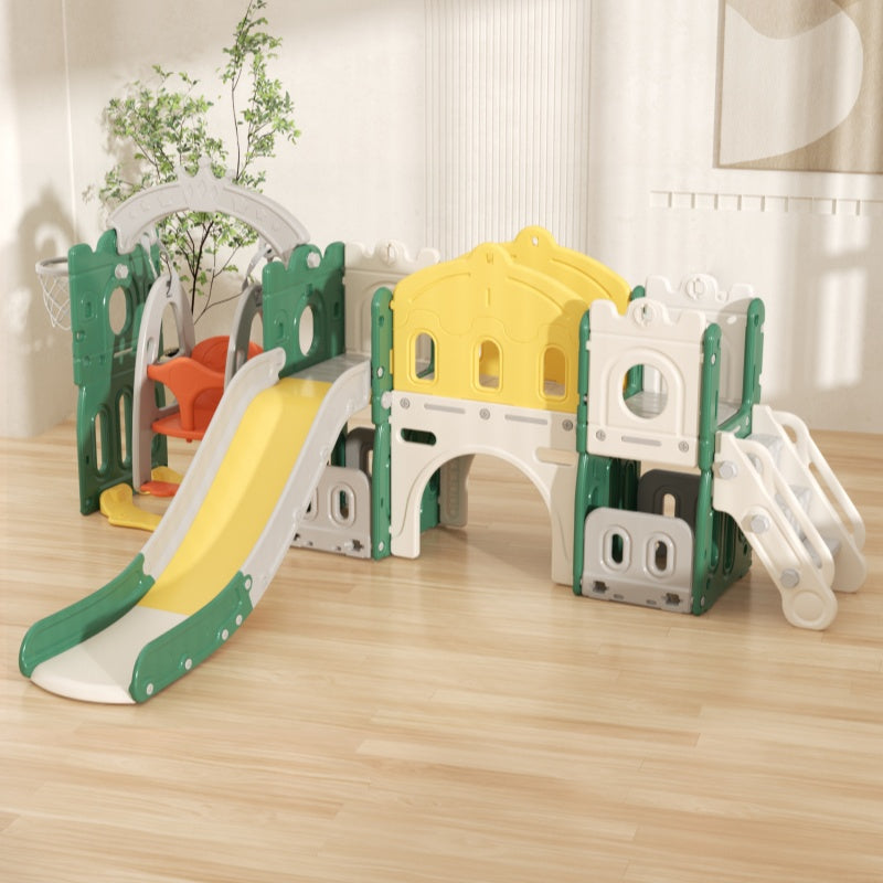 Kids swing and slide Playground Green/Yellow