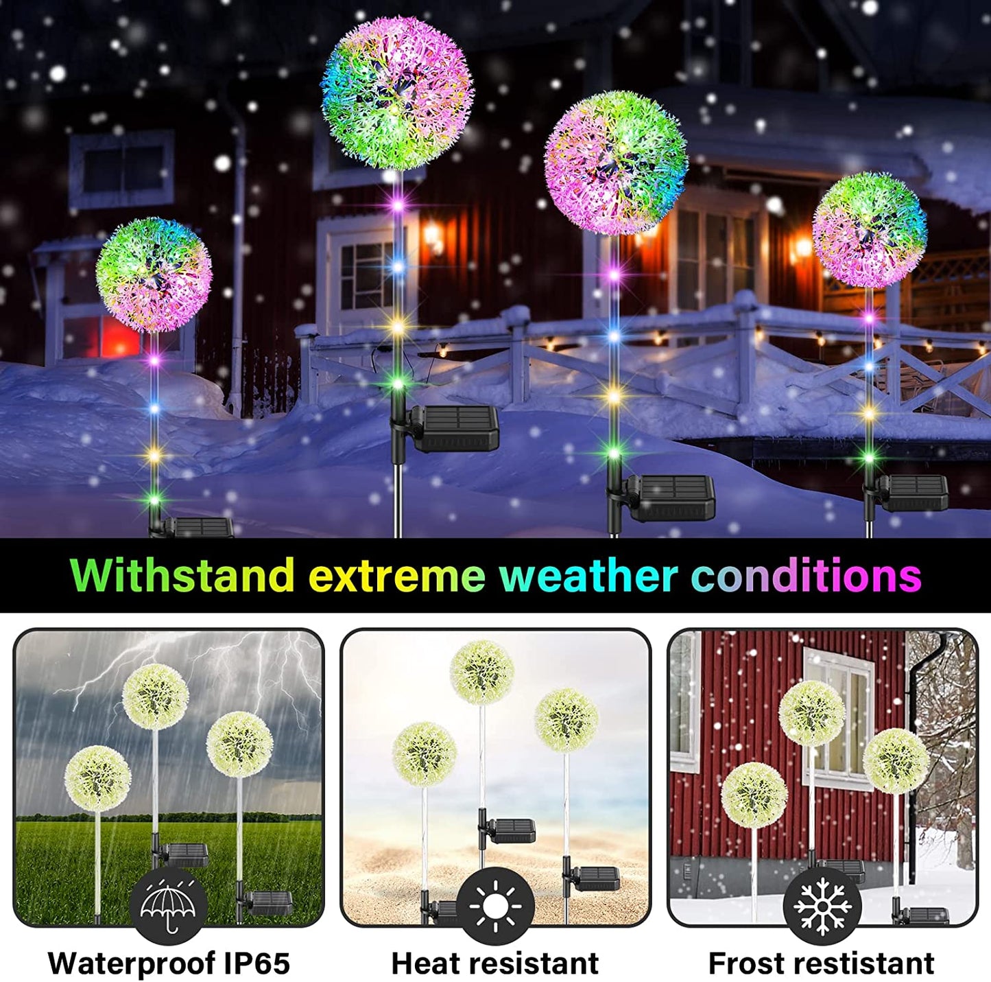 Solar Garden Lights Garden Ornaments Outdoor Dandelion 4PCS