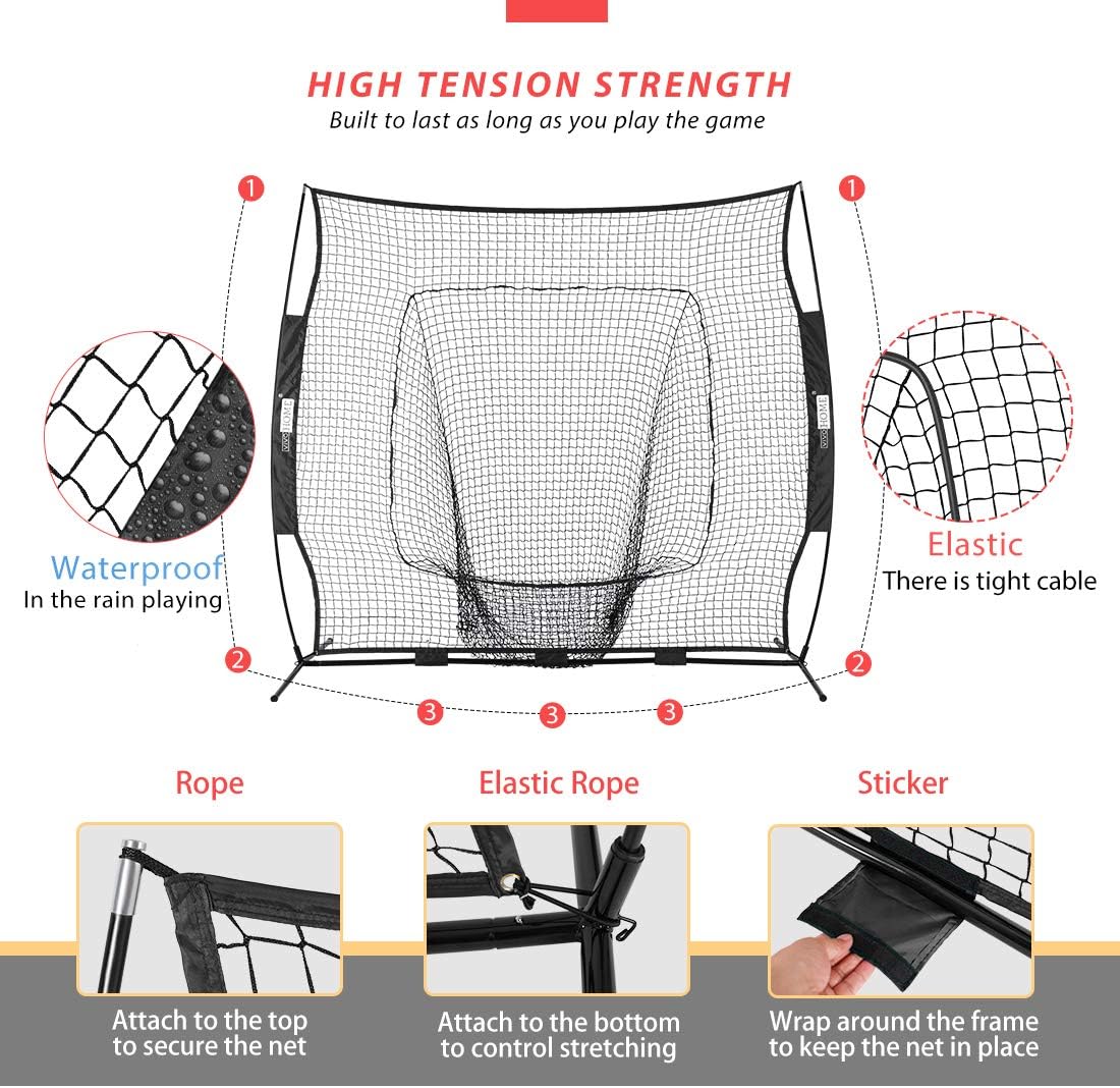 213x213cm Baseball Backstop Softball Practice Net with Carry Bag