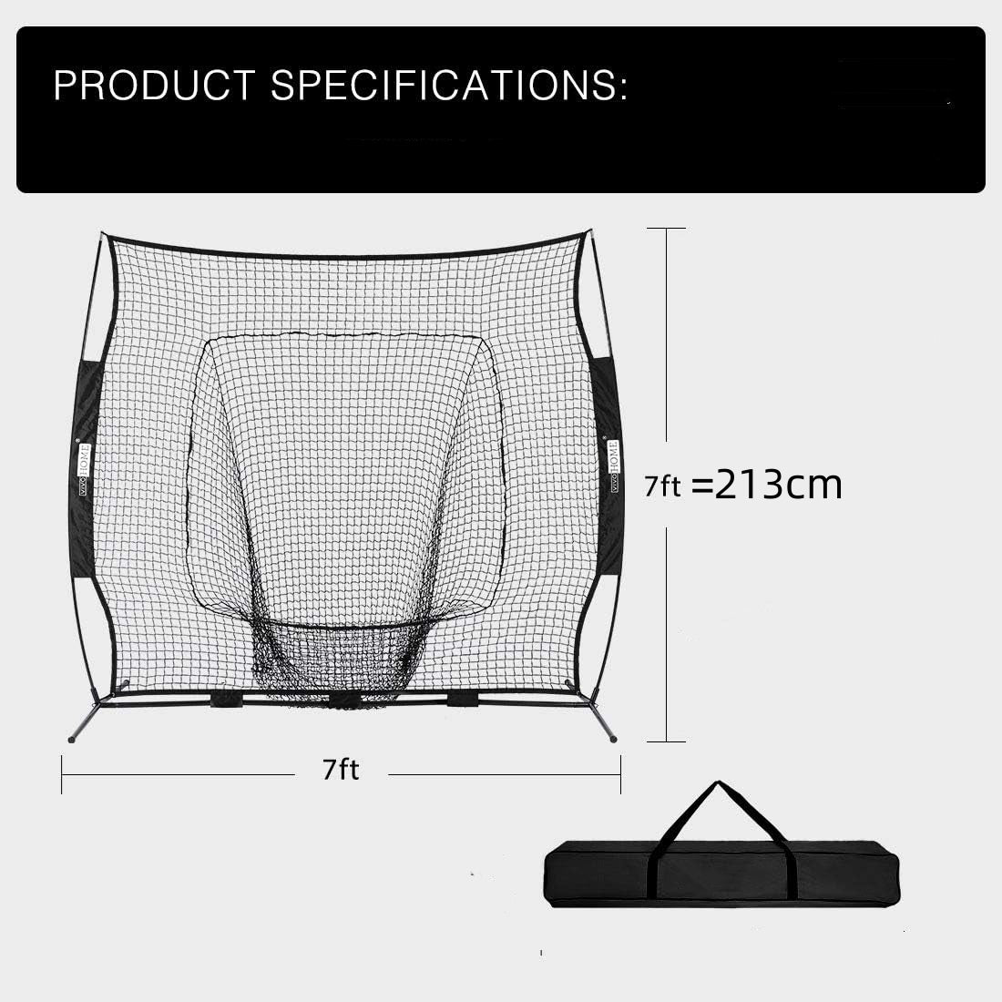 213x213cm Baseball Backstop Softball Practice Net with Carry Bag