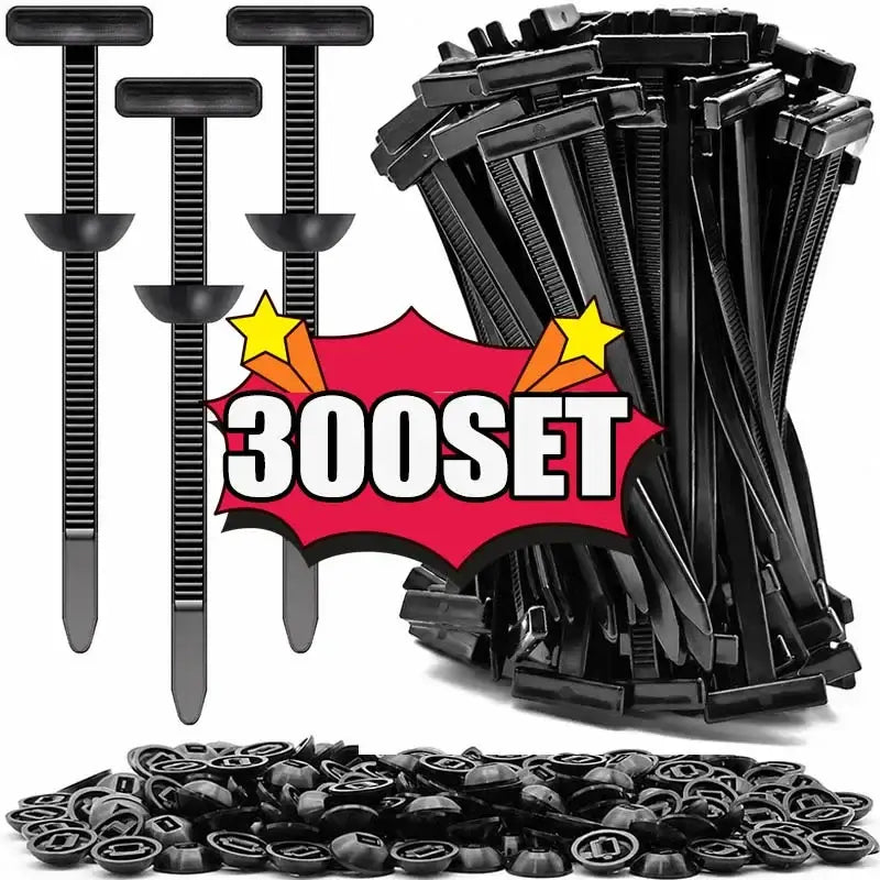 Heavy-Duty Nylon Self-Locking Zip Ties with Buckle & Pin Button