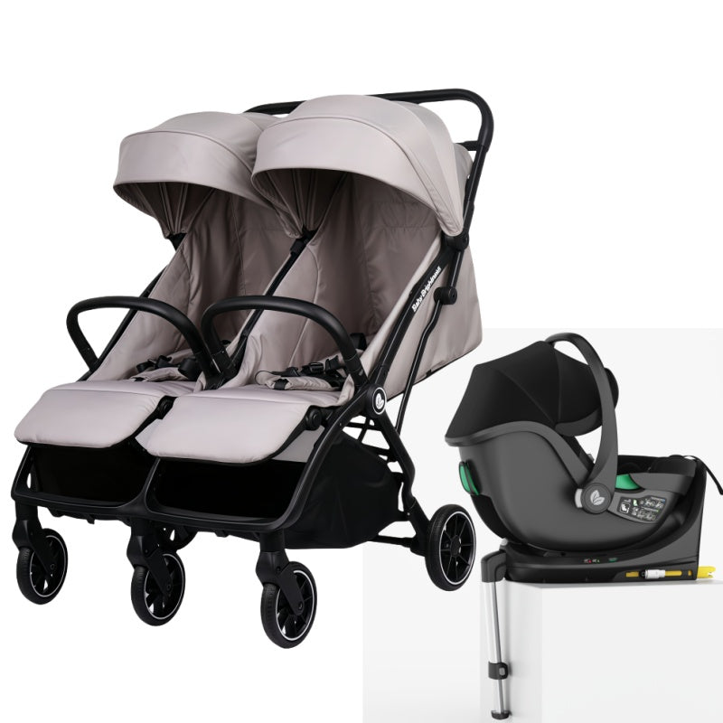 Double Pram – FlexGo Duo with Infant Capsule and ISOFIX Base(Beige)