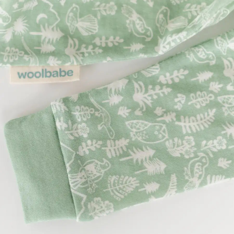 Woolbabe Merino/Organic Cotton PJ Suit - MOSS WILDERNESS - Babyonline