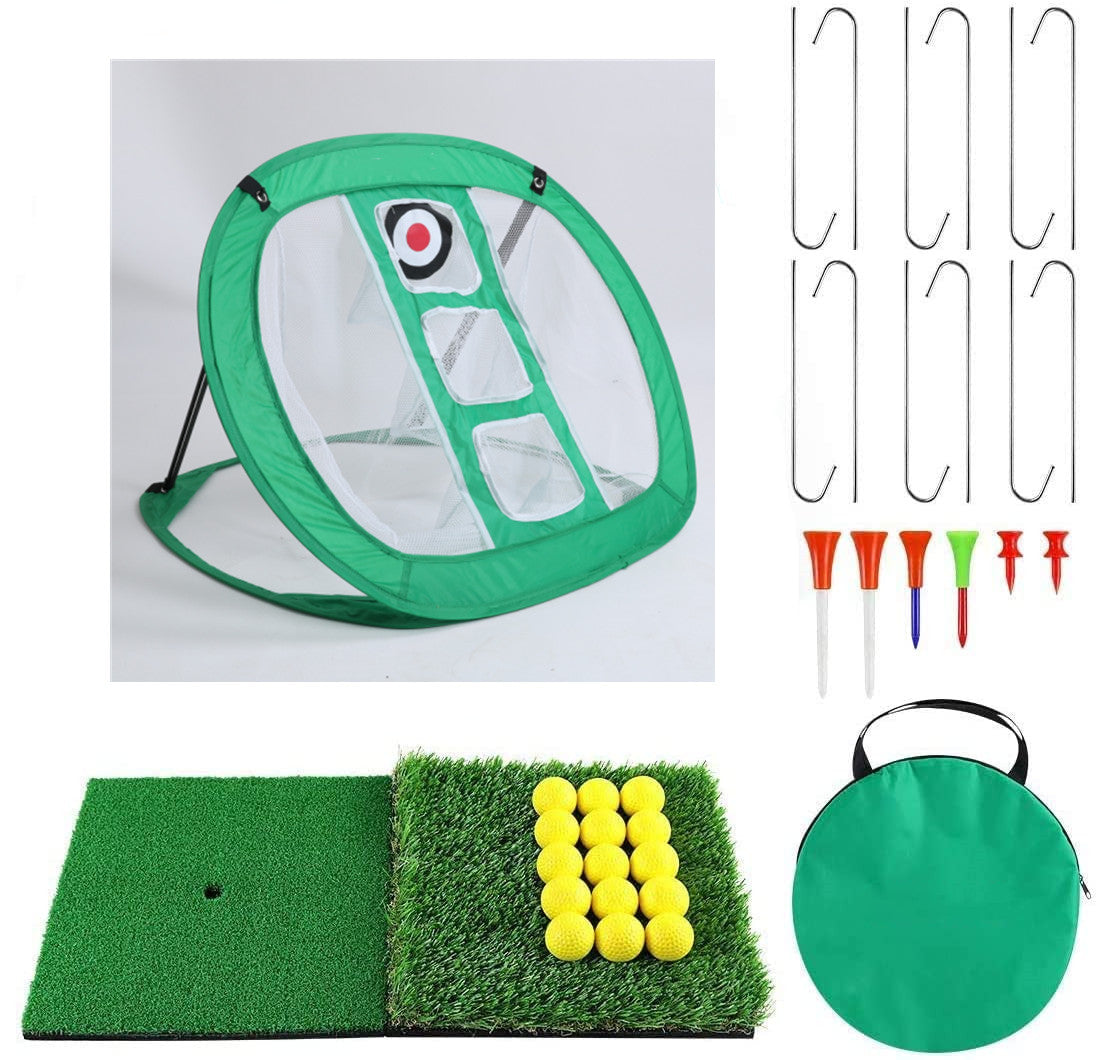 Golf Practice Net Hitting Net Golf Chipping Net Kit - Net + Balls + Mats