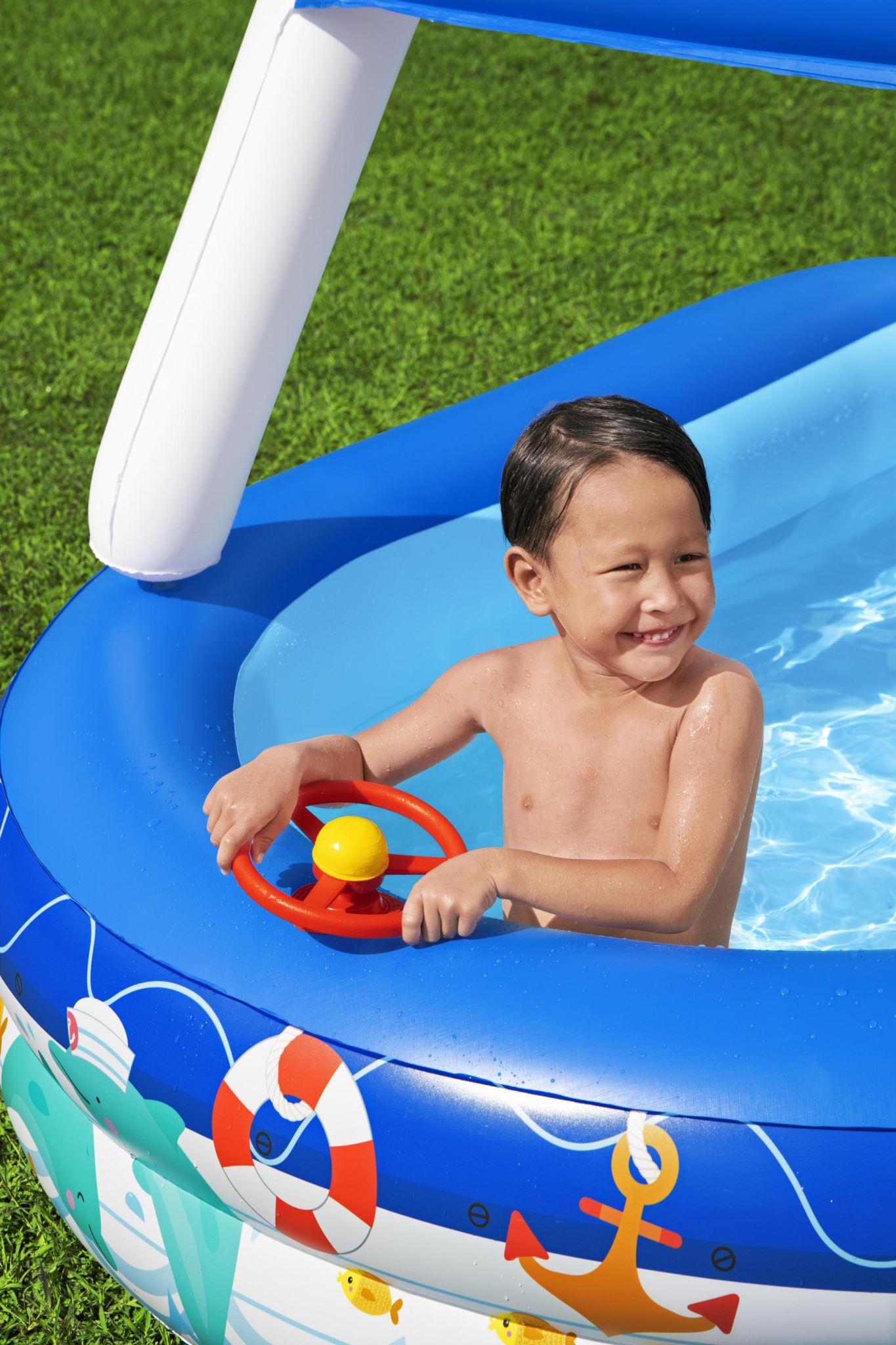 Bestway 213x155x132cm Kids Play Pools Above Ground Inflatable Swimming Pool Canopy Sunshade
