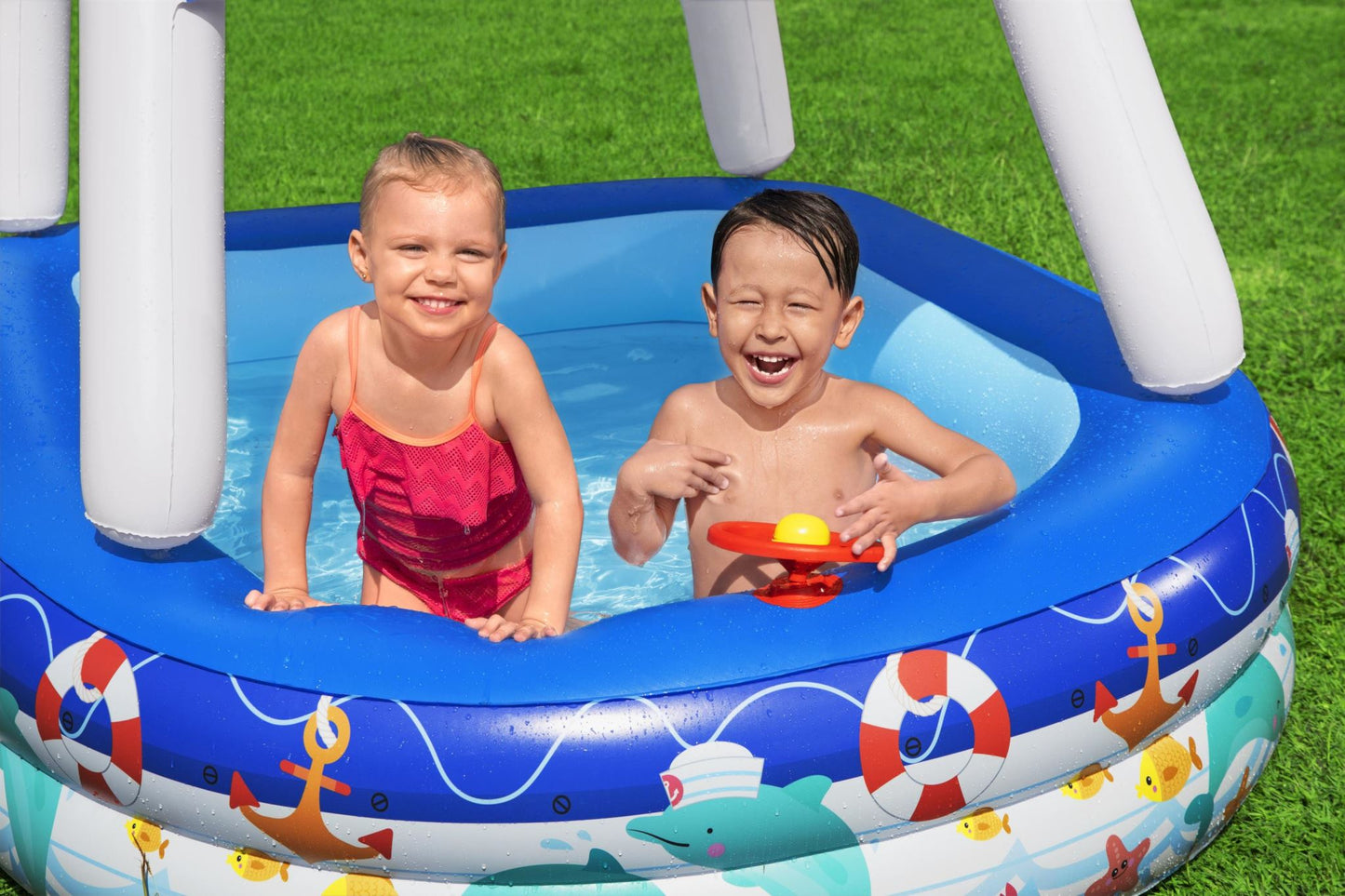 Bestway 213x155x132cm Kids Play Pools Above Ground Inflatable Swimming Pool Canopy Sunshade