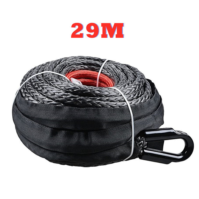 Winch Rope 29M Dyneema Synthetic Car Tow Recovery Cable 4WD BLK