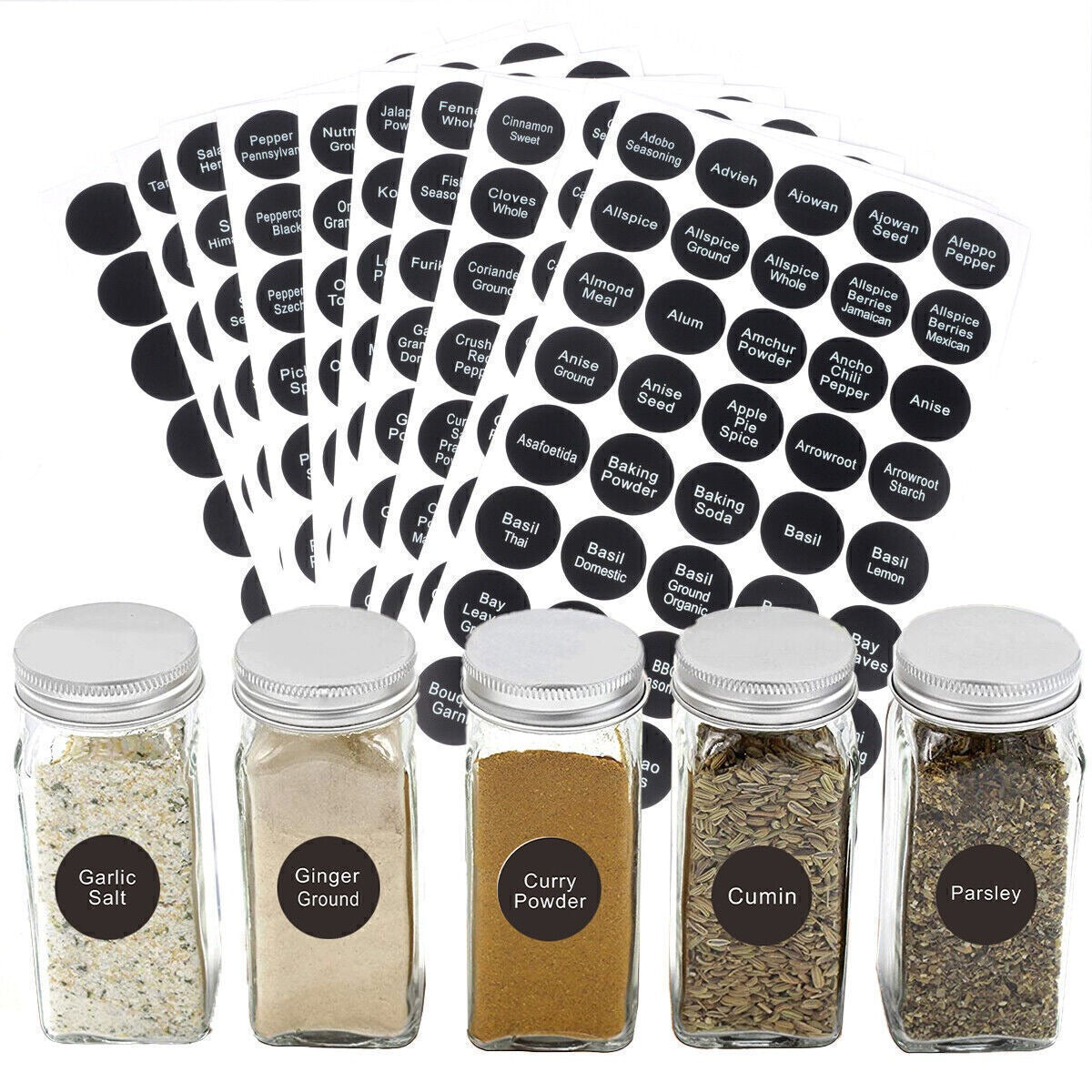 400 PCS Printed Spice Jar and Pantry Label Set Chalkboard Round Stickers Labels