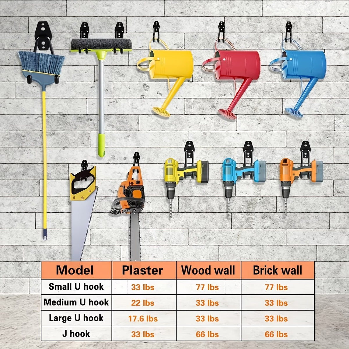 12 Pack Garage Hooks Heavy Duty - Anti-Slip Coating