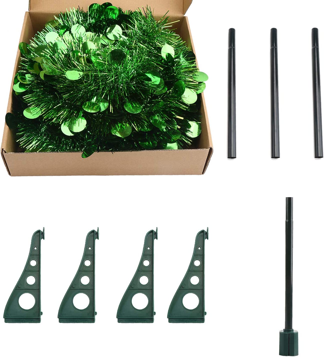 1.5M Collapsible Christmas Tinsel Tree Pop Up Artificial Xmas Tree with Easy Assembly Stand